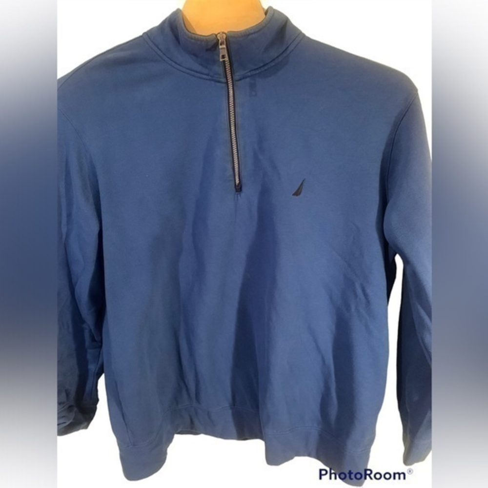 Men's NAUTICA Long Sleeve 1/4 Zip Fleece‎ Pullover Big & Tall Size 2XLT Blue